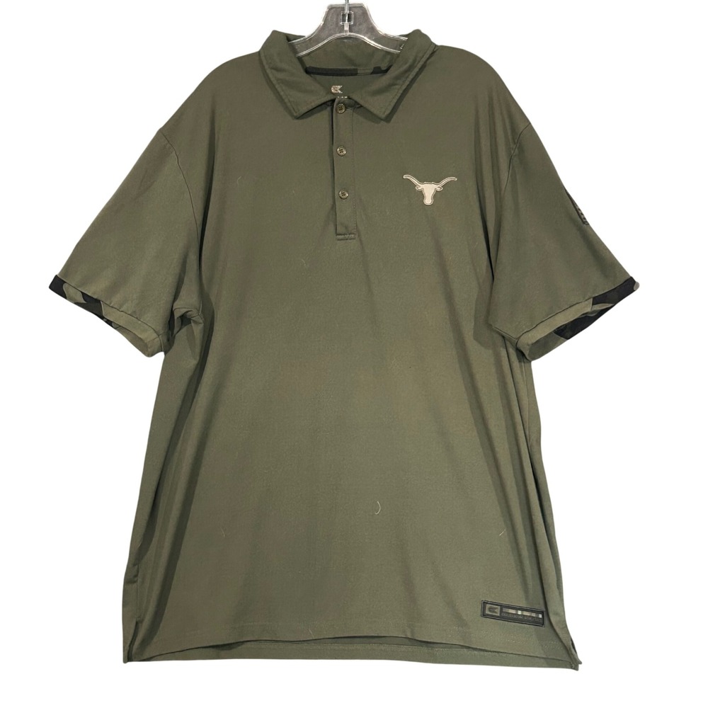 Texas Longhorns Colosseum Mens OHT Military Appreciation Polo Shirt XL Olive